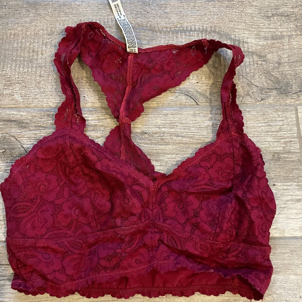 ❤️ FREE PEOPLE LACE BURGUNDY BRALETTE TOP SIZE XS